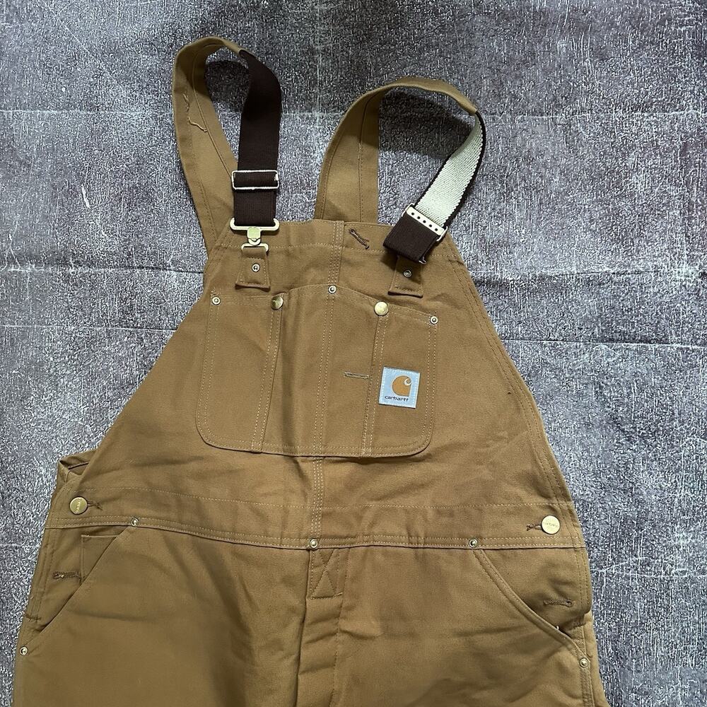 Men's Vintage Y2K Carhartt USA Double Front Knee Quilt Lined Overalls Sz 44 X 30 - Picture 3 of 7